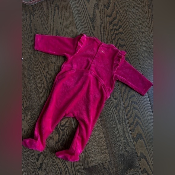 Catimini 6 month baby fancy luxury designer pink velvet footie soft - Picture 3 of 4